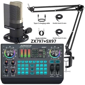 Mezclador de Audio de Alta Calidad, Tarjeta de Sonido para Transmisión en Vivo, Micrófono de Condensador de Estudio, Micrófono con Cable para Podcast y Grabación de Sonido - Product Image 2