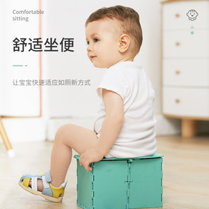 Asiento de inodoro plegable para bebés, inodoro de viaje portátil y grueso para niños de 1 a 6 años con diseño antideslizante - Product Image 1
