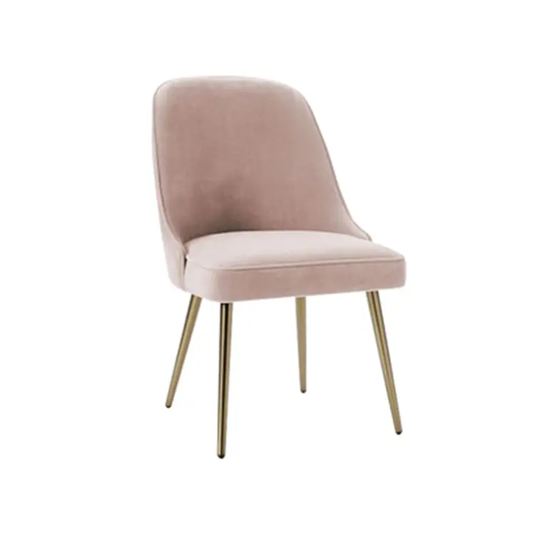 เก้าอี้เฟอร์นิเจอร์ห้องครัวเก้าอี้ร้านอาหารโมเดิร์นมินิมอลเก้าอี้ Cadeiras De Restaurante เก้าอี้กำมะหยี่สีชมพูพร้อมขาสีทอง