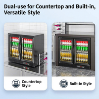 Réfrigérateur commercial vertical à double température 200L en acier inoxydable, 2 portes, R134a/R290, refroidissement par air, pour la présentation de bières