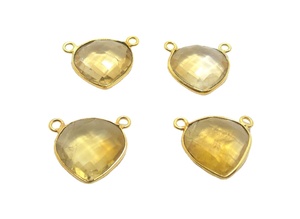 Citrine Quartz lunette argent plaqué naturel Multi fait à la main bijoux déclaration pierre de naissance Boho connecteurs - Product Image 2