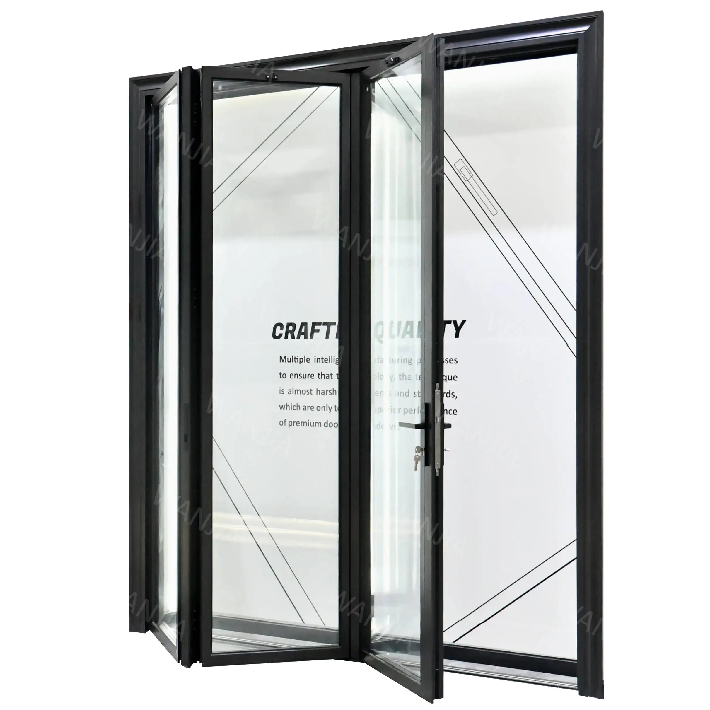 WANJIA aluminum doors aluminium bifold patio folding glass doors outswing energy efficient bifold door