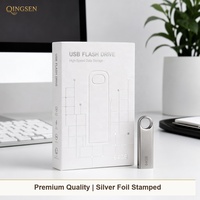 Caja Plegable de Regalo para Memoria USB Premium con Estampado Plateado Mate Personalizado para Marcas de Electrónica