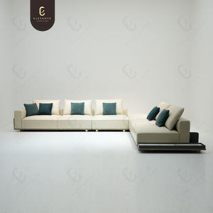 Villa de lujo con luz italiana, sala de estar, sofá Modular grande, muebles de diseño, conjunto de sofá de esquina de cuero blanco moderno de gama alta - Product Image 1