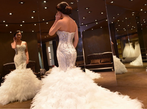 Robes de mariée scintillantes et tendance en strass, style queue de poisson glamour, pour le marché africain (vente en gros et au détail) - Product Image 6