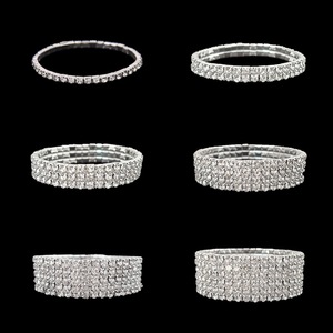 Fashion Cuff <b>Bracelets</b> Full <b>Crystal</b> Elastic Bangle Women's Party Jewelry Claw Setting Geometric Simple Design - Product Image 1