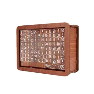 صندوق حفظ النقود Retro مخصص من صانعي القطع الأصلية مع منضدة توفير نقود صندوق خشبي للأطفال والكبار