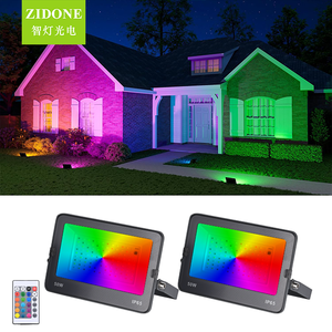 Projecteur LED RGB extérieur étanche IP66 avec té<span class=keywords><strong>l</strong></span>écommande, lampe murale à intensité variable, 16 couleurs, 4 modes, garantie 3 ans, prise - Product Image 1