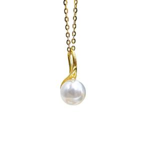 Collier pendentif en argent S925 avec perles rondes de 7-9 mm, accessoires simples à faire soi-même, support vide 30875, collier de perles - Product Image 5