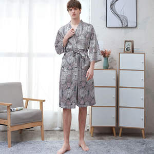 Robe de nuit en soie glacée pour femme, vêtement féminin, imprimé, grand peignoir pour homme, pour la maison, pour <span class=keywords><strong>couple</strong></span> - Product Image 5