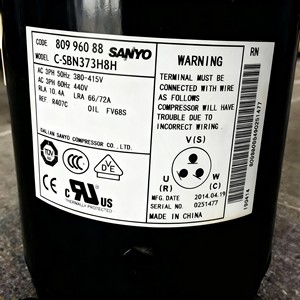 Compresseur scroll Sanyo C-SBN373H8H 380-415V 50Hz réfrigérant R407C pour remplacement et réparation - Product Image 1
