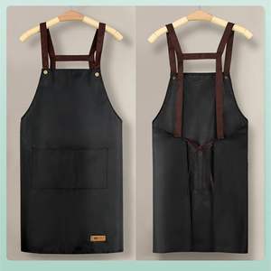 Tablier de travail sans manches imperméable et réutilisable avec bretelles en cuir réglables croisées dans le dos pour cuisine, barbecue, barista, jardinage - Product Image 3