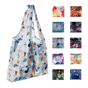 Reusable RPET Polyester Shopping Bag Large Woman Bag Custom Nylon Pouch Foldable Portable Eco Tote Bag For Supermarket Shopping