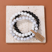 Bracelet de Guérison en Pierre de Cristal pour Homme et Femme, Bijoux Rhodonite, Quartz Rose Rose, Onyx Noir, Nouveauté 2023, 3 Pièces/Ensemble
