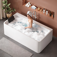 Nouvelle arrivée : Baignoire autoportante en acrylique blanche avec chauffage à température constante, massage à bulles, design moderne pour salle de bain de villa ou maison