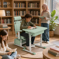 Ensemble de bureau et chaise d'école en plastique PP pour salle de formation linguistique, réglable à l'infini et inclinable, tables et chaises ajustables