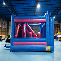 Château gonflable commercial à thème Stitch avec toboggan, en PVC bleu, pour la location de jeux d'enfants