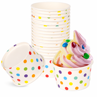 Gobelets en papier à pois colorés jetables en gros pour desserts, glaces et collations, parfaits pour les fêtes d'enfants et anniversaires
