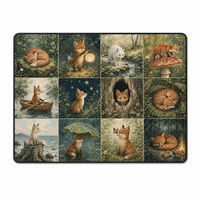 Tapis de jeu de table en néoprène 24 x 13,5 pouces, tapis de jeu de cartes TCG, base en caoutchouc antidérapante, bord cousu encastré, tapis de jeu Forest Fox
