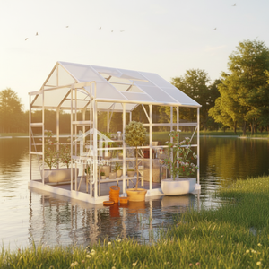 Serre <span class=keywords><strong>de</strong></span> <span class=keywords><strong>jardin</strong></span> en verre avec structure en aluminium blanc sur mesure G-MORE, pour la culture des fleurs, 8'x8' pieds, en vente - Product Image 1