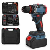 Perceuse à percussion industrielle sans fil 21V, moteur sans balais, lithium-ion, couple maximal 40Nm, vitesse variable, ensemble de perceuse avec 2 batteries et chargeur