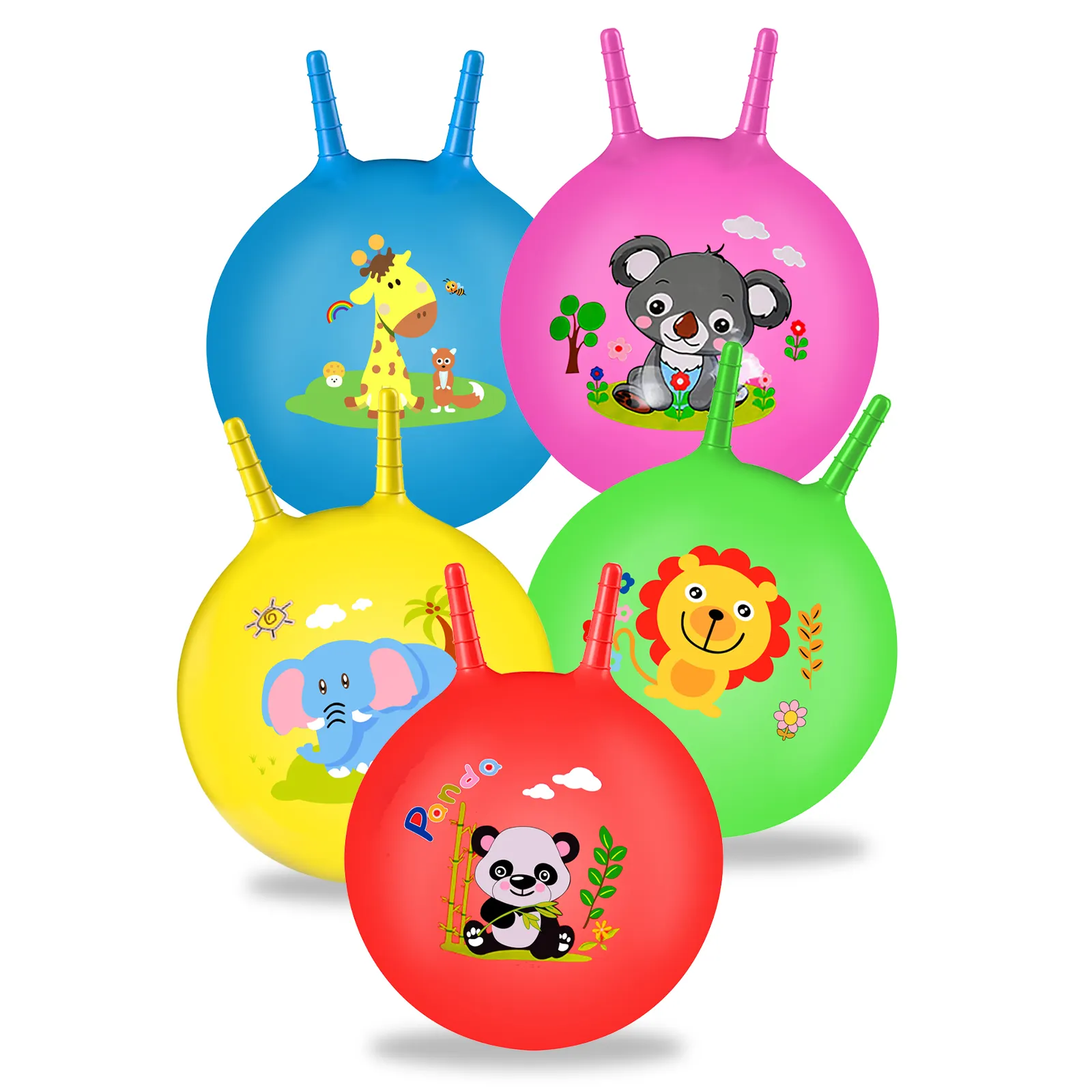 YongnKids Customizable Anti-burst Kids Toys PVC Colorful Inflatable Sheep Horn Jumping Toy Ball