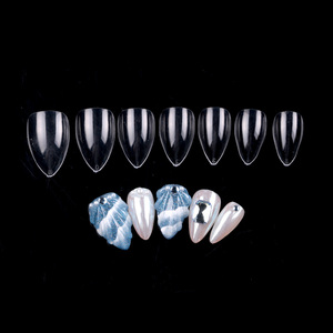 TSZS japonais clair court amande doux Gel conseils 240 pièces/sac acrylique couverture complète amande ongles artificiels coréen faux ongles en gros - Product Image 1