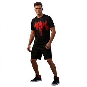 Jersey Deportivo Corto de Poliéster con Diseño Gráfico Rojo y Negro Personalizado Premium - Impresión Digital Ultra HD, Ropa Deportiva Transpirable - Product Image 1