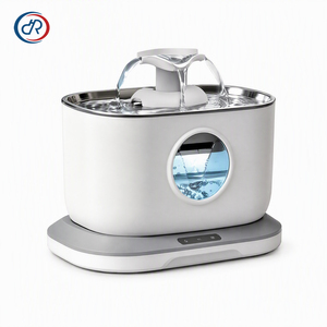 Fontaine à eau pour chat 2,5 L, pompe sans fil, batterie 5000 mAh, fontaine à eau pour chien et chat avec plateau en acier inoxydable, distributeur d'eau automatique - Product Image 1