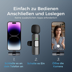 Microphone de cravate Lavalier sans fil professionnel Microphone d'enregistrement à condensateur omnidirectionnel Interview Vidéo Podcast Vlog YouTube - Product Image 4