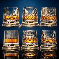 Verre à whisky de luxe 280 ml avec support rotatif, tasse de décompression créative, verre à shot rotatif pour brandy