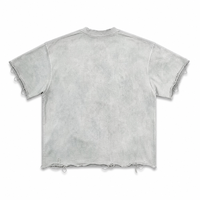 Kaos Grafis Vintage Acid Wash dengan Cetakan Potret Safety Pin, Kaos Pria Katun Tebal Distressed, Custom Pabrik, Grosir
