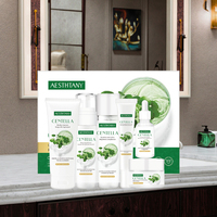 Kit de Cuidado Facial Coreano Centella: Tónico, Crema Calmante, Aceite Limpiador, Ampolla, Espuma y Cuidado Hidratante Básico - Refresca y Calma