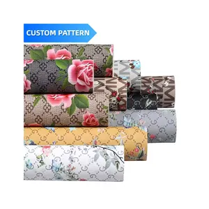 High Quality Custom Name Brand Printed Fabric Leather Printing Synthetic Leather For Handbags