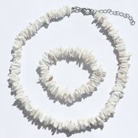 Bohemian Hawaii Broken Cowrie Shell Bracelet Necklace Set