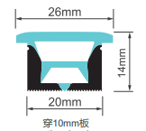 Le profil en aluminium de 20x14mm remplace le diffuseur linéaire de profil de canal de tube de couverture de néon de silicone pour la bande menée