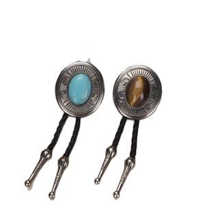 قلادة فيروزية مع سلسلة طويلة من الجلد الصناعي المجدول، ربطة عنق بولو عصرية للرجال والنساء، مطلية بالذهب على شكل/نمط أرقام - Product Image 5