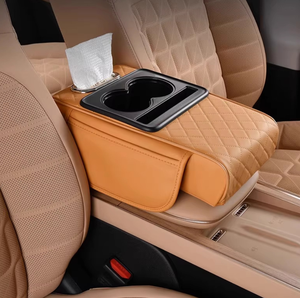 Organisateur d'<span class=keywords><strong>accoudoir</strong></span> de voiture multifonctionnel 4 en 1, boîte de rangement, sac d'<span class=keywords><strong>accoudoir</strong></span> <span class=keywords><strong>central</strong></span> en cuir pour voiture avec porte-gobelet, boîte à mouchoirs - Product Image 1