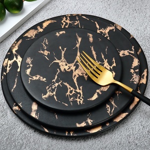 Commercio all'ingrosso di Ceramica Porcellana Moderno Ristorante Ristorazione Marmo nero Intarsi In <span class=keywords><strong>Oro</strong></span> <span class=keywords><strong>Piatti</strong></span> <span class=keywords><strong>E</strong></span> <span class=keywords><strong>Piatti</strong></span> <span class=keywords><strong>Set</strong></span> - Product Image 1