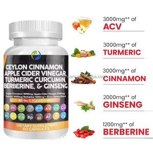 Ausreson Oem Biologisch Alles In Één Kurkuma Curcumine Ginseng Berberine Appelazijn Ceylon Kaneelcapsules - Product Image 2