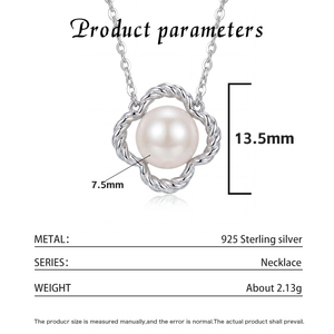 <b>Copper</b> Twisted Rope Clover Frame Freshwater Pearl Pendant Necklace Lucky Floral Minimalist Jewelry for Women - Product Image 6