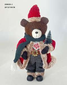 Oso Navideño de Pie de 12 Pulgadas (Rojo / Gris / Negro) - Product Image 1