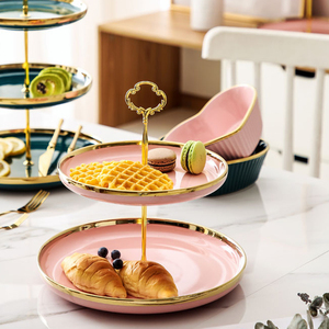 Plateau à <span class=keywords><strong>dessert</strong></span> blanc, plateau double, plateau à fruits, vaisselle, assiettes en céramique, ensembles <span class=keywords><strong>de</strong></span> vaisselle, supports personnalisés avec logo - Product Image 4