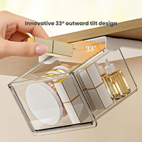 Organisateur de tiroir coulissant pour armoire miroir, boîte de rangement transparente pour salle de bain, support adhésif pour tampons de coton et cosmétiques