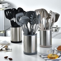 Perlengkapan Dapur 12 Pcs Set Peralatan Masak Silikon Gagang Stainless Steel Berkualitas Tinggi Logo Kustom Kit Peralatan Dapur