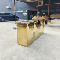 Comptoir de bar en acier inoxydable doré effet miroir, design géométrique 3D losanges, pour cocktails, mariages, banquets et événements