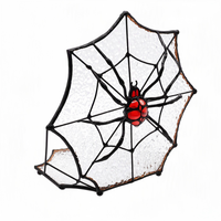 Carré Gothique Décor À La Maison Cob Web Saut Araignée Photophore Titulaire Vitrail Suncatcher pour Halloween Fenêtre Toiles D'araignée Décoratif