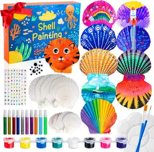 Kit lukisan kerang laut anak, hadiah lukisan kerajinan seni untuk anak laki-laki perempuan, mainan aktivitas kerajinan kreatif untuk hadiah 2024