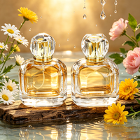 Botol Parfum Kaca Kosong Transparan Mewah Bentuk Persegi 100ml Jumlah Kecil dengan Tutup dan Kemasan Cetak Sablon