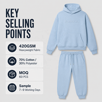 Ensemble de survêtement 2 pièces de luxe pour homme, style streetwear, avec logo imprimé en relief 3D et design artistique, comprenant un sweat à capuche et un pantalon de survêtement épais coupe ajustée